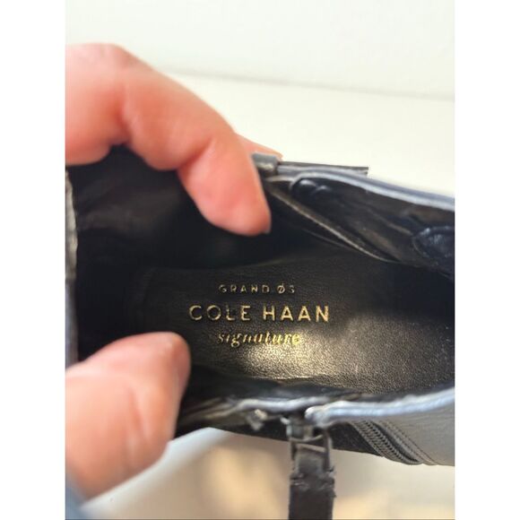 Cole Haan Grand.Os Signature Black Leather Ankle Boots Size 8.5 - Picture 8 of 9
